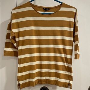 Massimo Dutti Tan and White Top